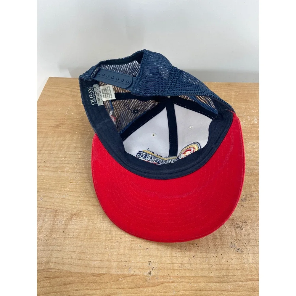 Ouray Sportswear Colorado Rafting Trucker Hat Snapback White Red Navy Blue Mesh